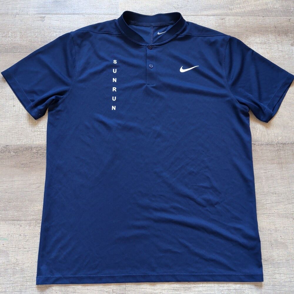 Nwot Nike Sunrun Dri-Fit Polo Shirt Men's Medium Blue Corporate Golf